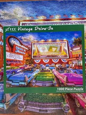 Vermont Christmas Company  Vintage Drive-In 1000 Piece Jigsaw Puzzle Classic Car
